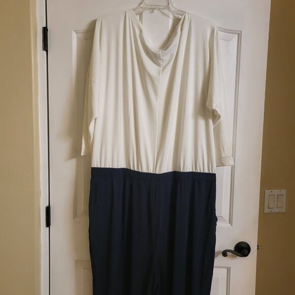 NWOT Brittany Humble Off-Shoulder Jumpsuit White & Navy Size 3X - Picture 9 of 13